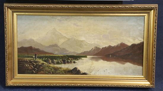 Charles Leslie (1835-1890) Snowdon from Capel Curig & Sunset over the Grampians 12 x 24in.